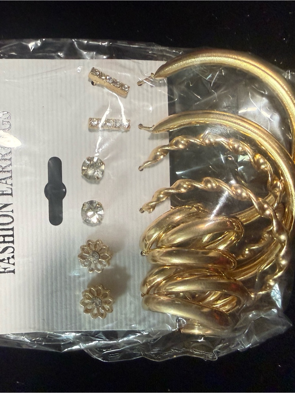 Gold Tone Hoop and Stud Earring Set